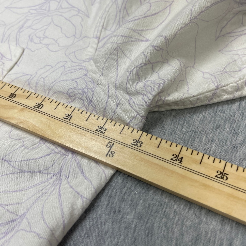 Gap Shirt Mens M Linen Blend Short Sleeve Floral White Purple Button-Down EUC - Picture 5 of 7